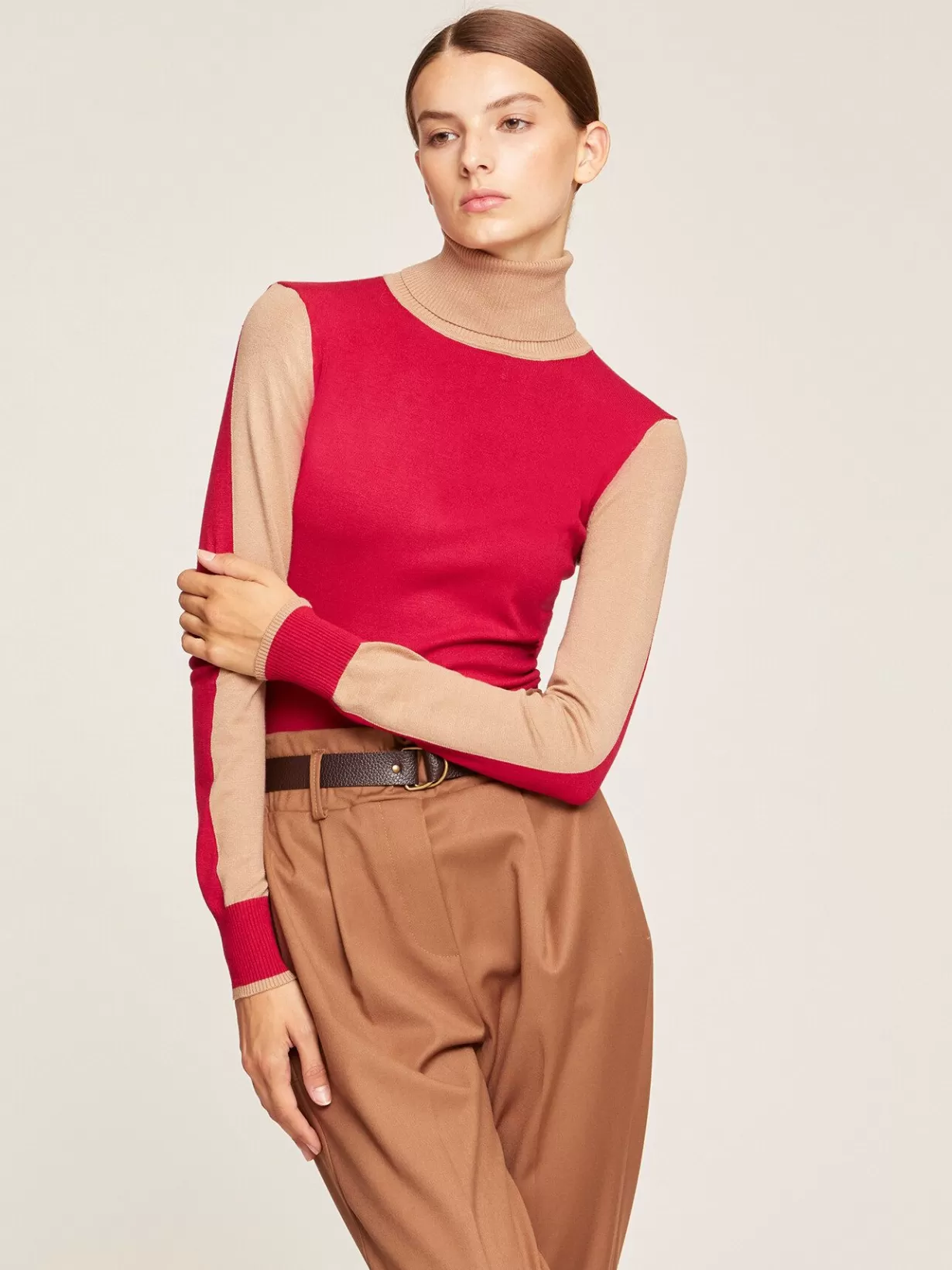 Maglie E Felpe*Motivi Dolcevita Block Color Misto Viscosa
